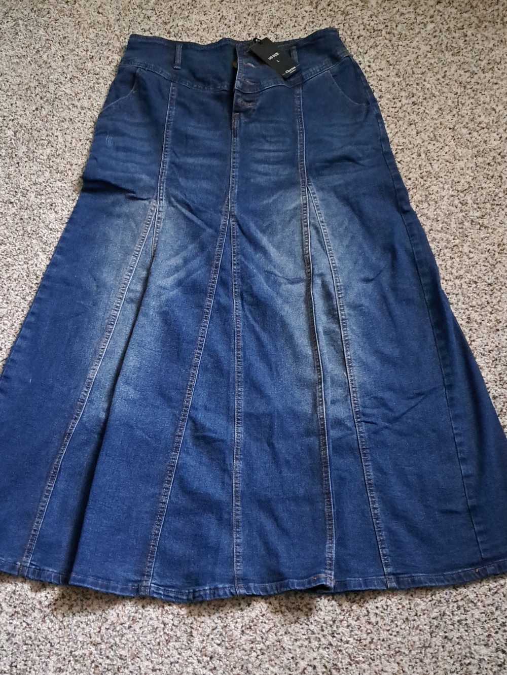Women’s Dark Blue Denim A-Line Maxi Skirt